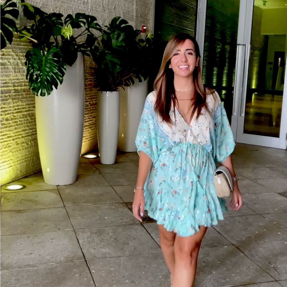 Aakaa Light Blue Mini Dress